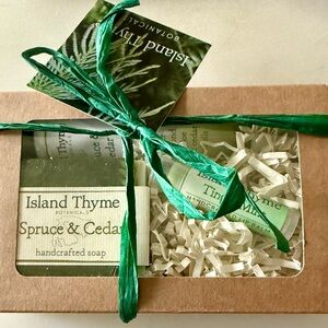 Island Thyme Spruce & Cedar Handcrafted Soap Lip Balm & Body Cream Gift Set